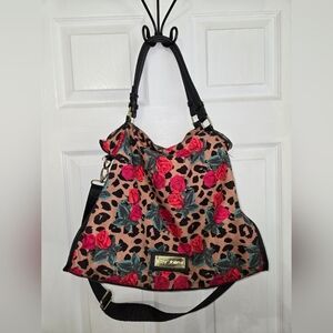 Betsey Johnson Floral Leopard Print Shoulder Bag